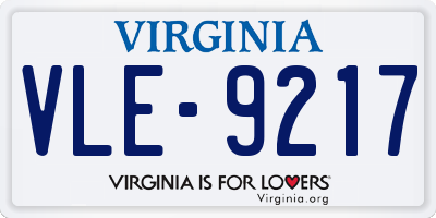 VA license plate VLE9217