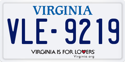 VA license plate VLE9219