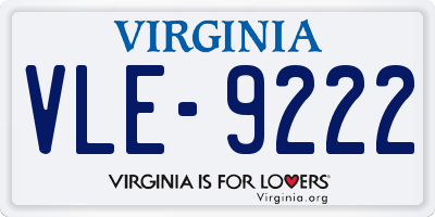 VA license plate VLE9222