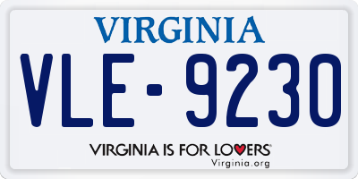 VA license plate VLE9230