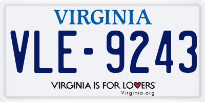 VA license plate VLE9243