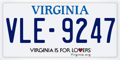 VA license plate VLE9247