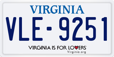 VA license plate VLE9251