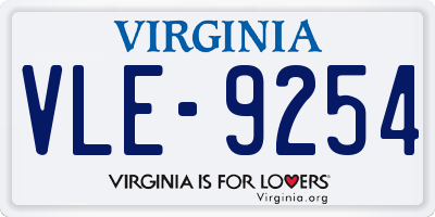 VA license plate VLE9254