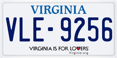 VA license plate VLE9256
