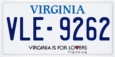 VA license plate VLE9262