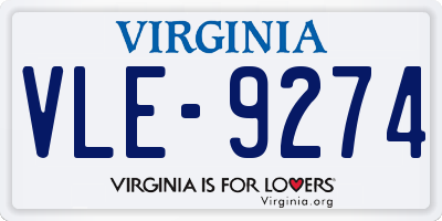 VA license plate VLE9274