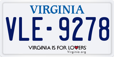 VA license plate VLE9278