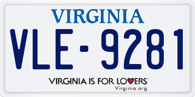 VA license plate VLE9281