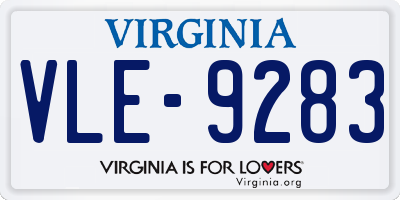 VA license plate VLE9283