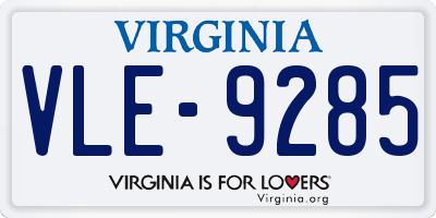 VA license plate VLE9285