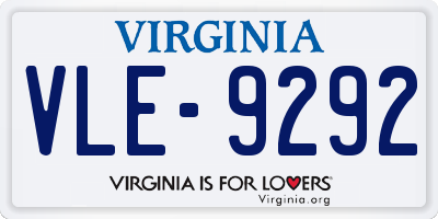 VA license plate VLE9292