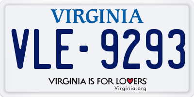 VA license plate VLE9293