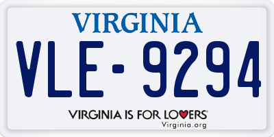 VA license plate VLE9294
