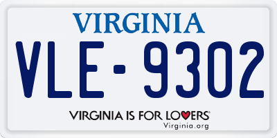 VA license plate VLE9302