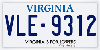 VA license plate VLE9312