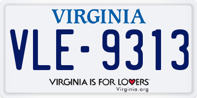 VA license plate VLE9313