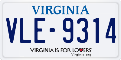 VA license plate VLE9314