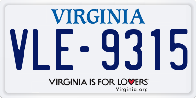 VA license plate VLE9315