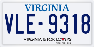 VA license plate VLE9318