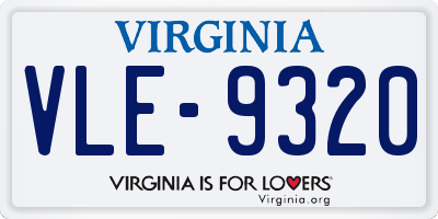 VA license plate VLE9320