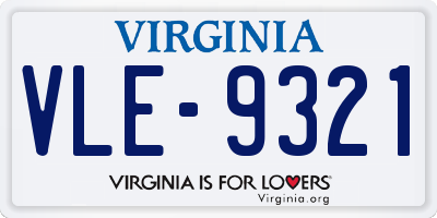 VA license plate VLE9321