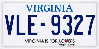 VA license plate VLE9327