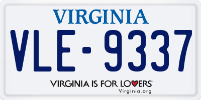 VA license plate VLE9337