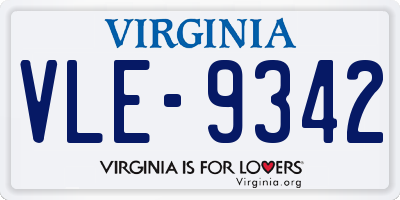VA license plate VLE9342