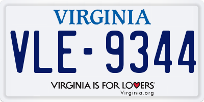 VA license plate VLE9344
