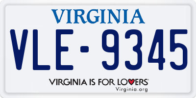 VA license plate VLE9345