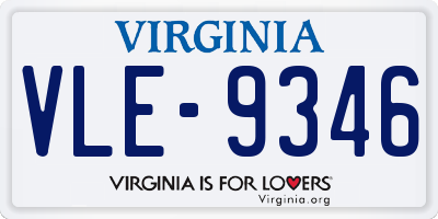 VA license plate VLE9346