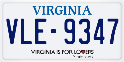 VA license plate VLE9347