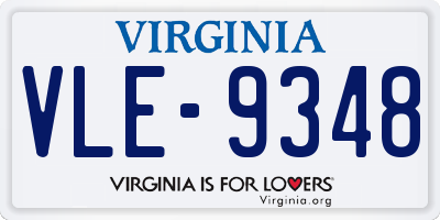 VA license plate VLE9348