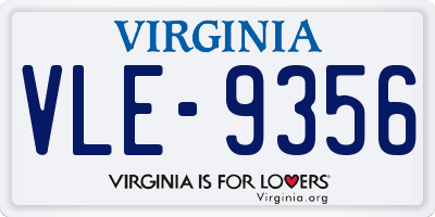 VA license plate VLE9356