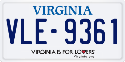 VA license plate VLE9361