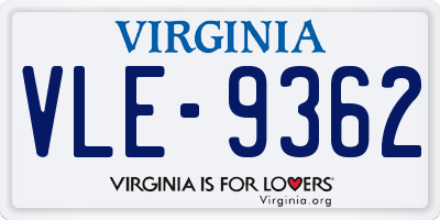VA license plate VLE9362
