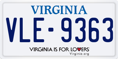 VA license plate VLE9363