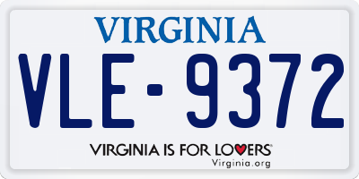 VA license plate VLE9372