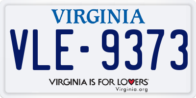 VA license plate VLE9373