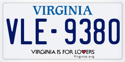 VA license plate VLE9380