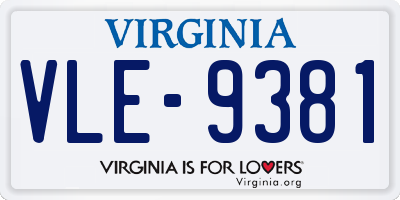 VA license plate VLE9381