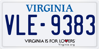 VA license plate VLE9383