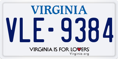 VA license plate VLE9384