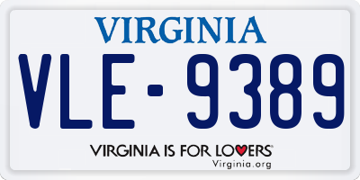 VA license plate VLE9389