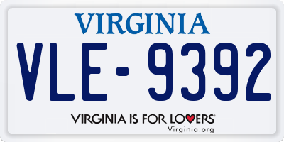 VA license plate VLE9392