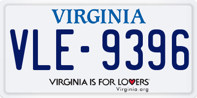 VA license plate VLE9396