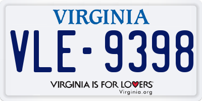 VA license plate VLE9398