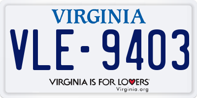 VA license plate VLE9403
