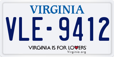 VA license plate VLE9412